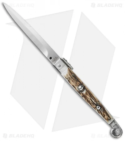 AGA Campolin 9" Sicilian Picklock Automatic Knife Stag Horn (4.1" Satin Bayo) 1 AGA Campolin 9" Sicilian Picklock Automatic Knife Stag Horn (4.1" Satin Bayo)