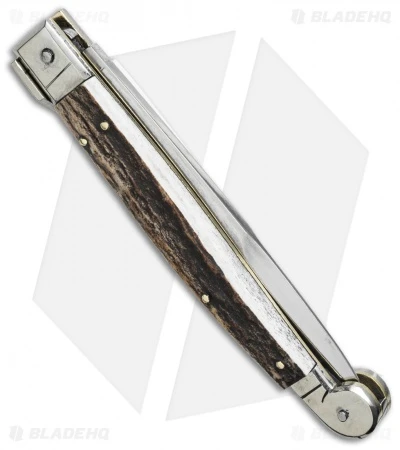 AGA Campolin 9" Sicilian Picklock Automatic Knife Stag Horn (4.1" Satin Bayo) 2 AGA Campolin 9" Sicilian Picklock Automatic Knife Stag Horn (4.1" Satin Bayo) - Image 2