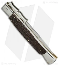 AGA Campolin 13" Bat Swinguard Automatic Knife Stag Horn (5.75" Satin Bayo) 6 AGA Campolin 13" Bat Swinguard Automatic Knife Stag Horn (5.75" Satin Bayo) -AGA Campolin Shop aga campolin 13in bat swinguard stag side cm