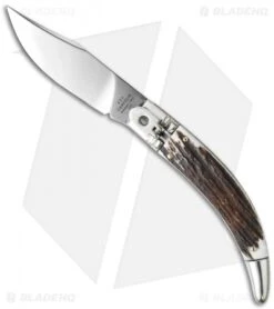 AGA Campolin Diana Lever Lock Automatic Knife Stag Horn (3.75" Satin)