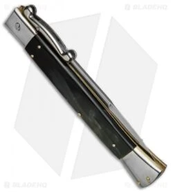AGA Campolin 13" Swinguard Automatic Knife Dark Horn (5.75" Satin Bayo) 5 AGA Campolin 13" Swinguard Automatic Knife Dark Horn (5.75" Satin Bayo) -AGA Campolin Shop aga campolin stiletto 13in swing dark horn bayo BP 5222 dl side