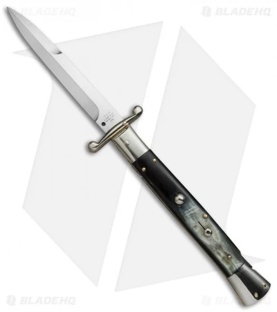 AGA Campolin 13" Swinguard Automatic Knife Dark Horn (5.75" Satin Bayo) 1 AGA Campolin 13" Swinguard Automatic Knife Dark Horn (5.75" Satin Bayo)