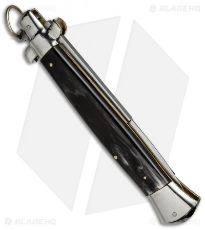 AGA Campolin 15" Ring Pull Automatic Italian Stiletto Dark Horn (7" Satin Bayo) 3 AGA Campolin 15" Ring Pull Automatic Italian Stiletto Dark Horn (7" Satin Bayo) - Image 3