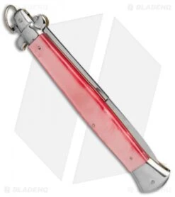 AGA Campolin 18" Stiletto Automatic Knife Pink Acrylic (8" Satin Bayo) -AGA Campolin Shop aga champolin 18in stiletto pink bayo BP 18401 er side
