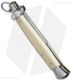 AGA Campolin 15" Ring Pull Automatic Italian Stiletto Sim Ivory (7" Satin Bayo) 5 AGA Campolin 15" Ring Pull Automatic Italian Stiletto Sim Ivory (7" Satin Bayo) -AGA Campolin Shop stiletto 15in ring bone dl side