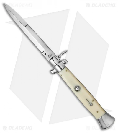 AGA Campolin 15" Ring Pull Automatic Italian Stiletto Sim Ivory (7" Satin Bayo) 1 AGA Campolin 15" Ring Pull Automatic Italian Stiletto Sim Ivory (7" Satin Bayo)