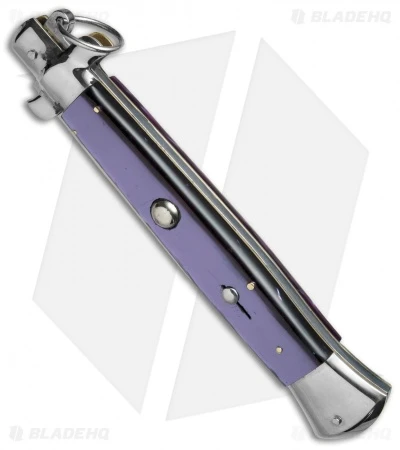 AGA Campolin 15" Ring Pull Automatic Italian Stiletto Purple (7" Satin Bayo) 2 AGA Campolin 15" Ring Pull Automatic Italian Stiletto Purple (7" Satin Bayo) - Image 2